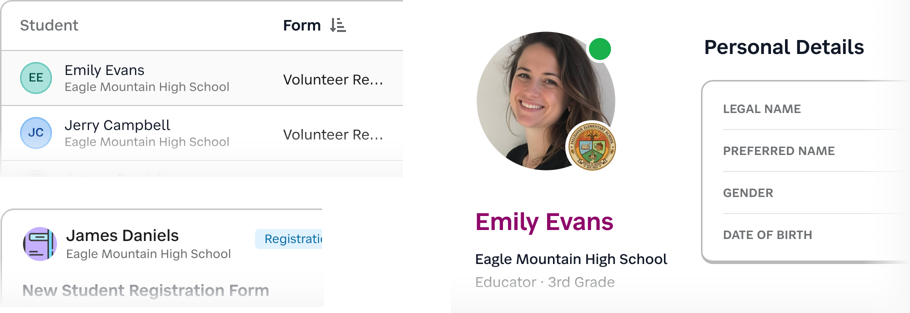 Various UI components showing the different user avatar treatments